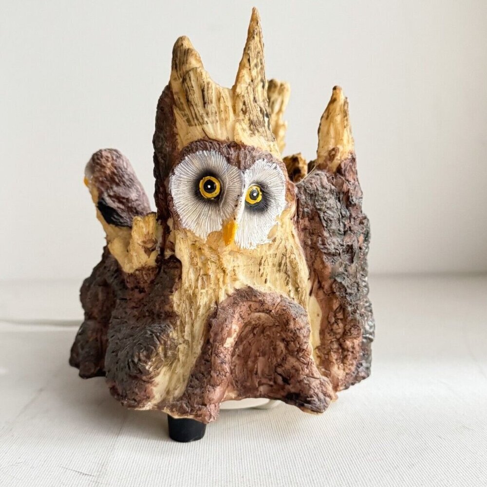 Vintage 70s Owl Theme Dimmer Lamp Small